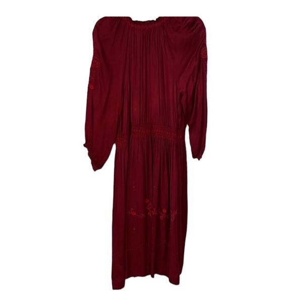 THE GREAT Ornament Embroidered Dress Dark red size XS NWT - Picture 8 of 8
